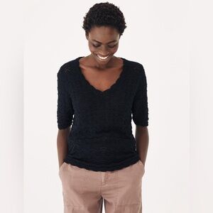 Fat Face Crochet Vienna 100% Cotton Knit Short Sleeve Blouse Top